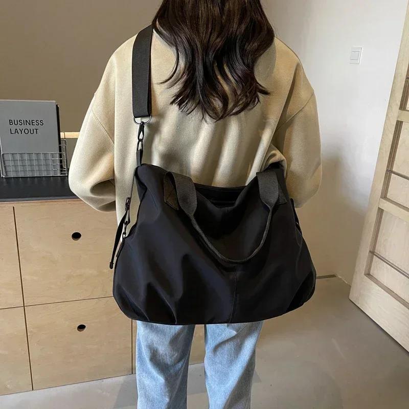 Сумки из цельной ткани большой вместимости, простые и универсальные, через плечо и через плечо, повседневные, прочные, супер крутые, женские сумки