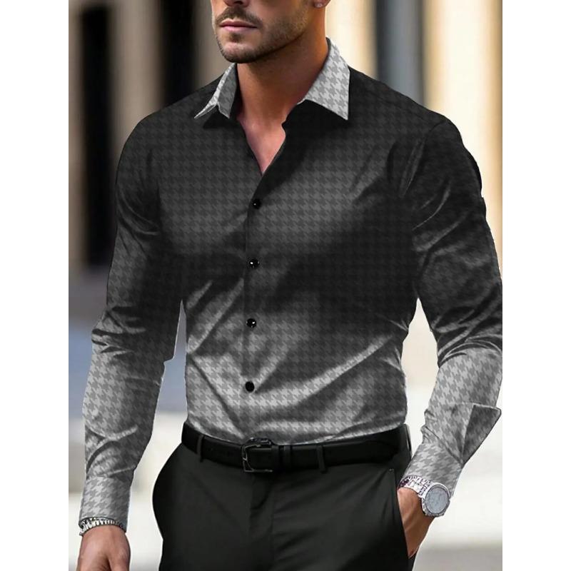 Новая мужская линия в стиле business casual, рубашка с 3D-принтом, формальная, весенне-летняя, с лацканами, с длинным рукавом, размеры XS-5XL, рубашка из эластичной ткани, 2024
