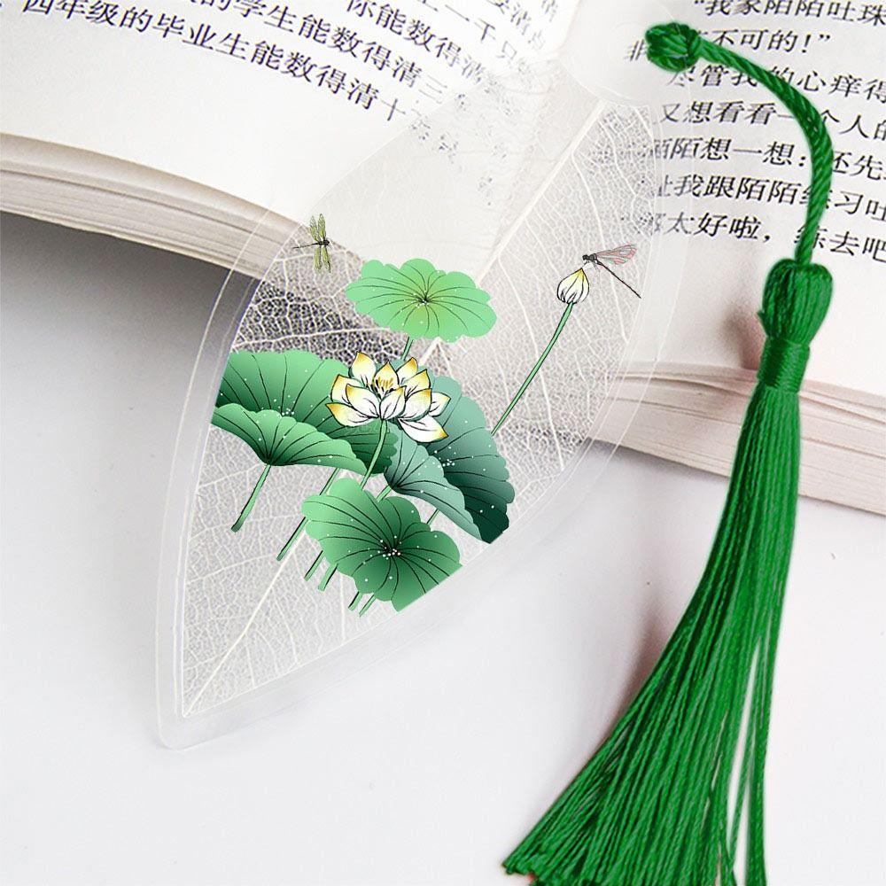Chinese Archaic  Bookmarks Plastic Leaf Vein Bookmark Landscape Painting Bookmarks  Friends