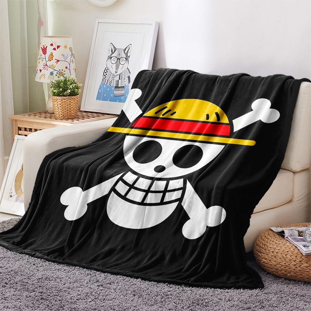 1PC One Piece Straw Hat Pirates Patterned Flannel Blanket Suitable For All Seasons For Home Decor Warmth And Comfort Gifts Holiday Present