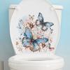 Colorful Butterflies Flower Toilet Sticker Removable Self-adhesive Waterproof PVC Living