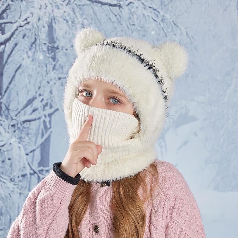 Children's Hats, Winter Warm, Windproof, Ear Protectors, Sleeves, Knitted Wool Hats, Plush Bears, Scarves, Face Masks, Integrated Hats
