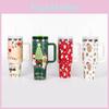 Unique 5d Christmas Inspired 40oz Handled Travel Mug High Quality 304 Stainless Steel Insulated Car Cup With Straw