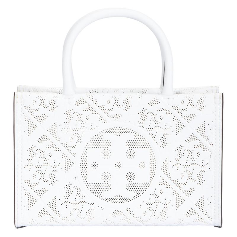 TORY BURCH Ella Bio Perforated Classic Brand Embossed Artificial Leather Tote Bag Tote Bag Shopping Bag Shoulder Handbag Mini Women's White 169807-100