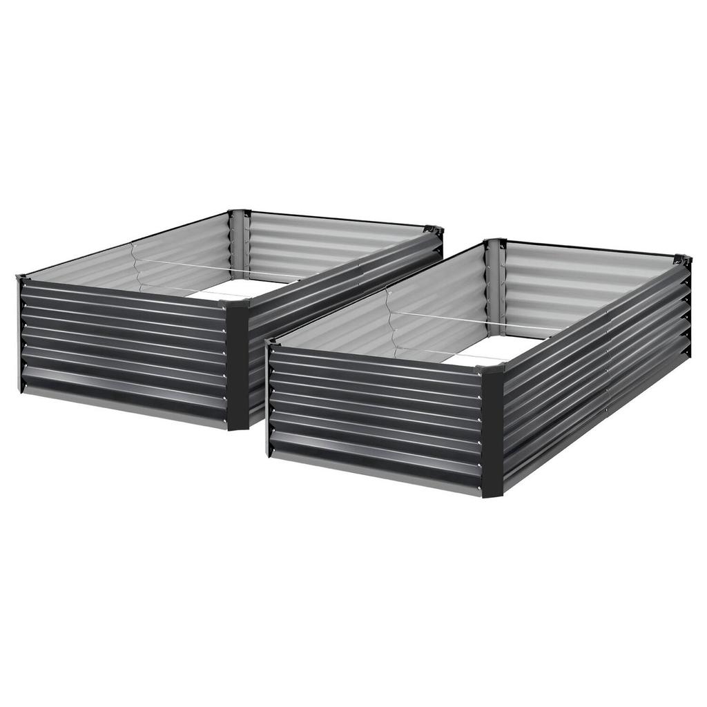 2 Pack Galvanized Raised Garden Beds, 2030 x 1020 x 460 mm, Rectangular Metal Planter Boxes Kit Outdoor, Elevated Planting Box with Gloves, Alu-Zinc,