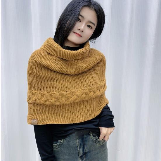 Yousheng Winter Wool Knitting Scarf Women Men Solid Color Dual Use Shawl Scarf Twist Texture Versatile Warm Hat Scarf