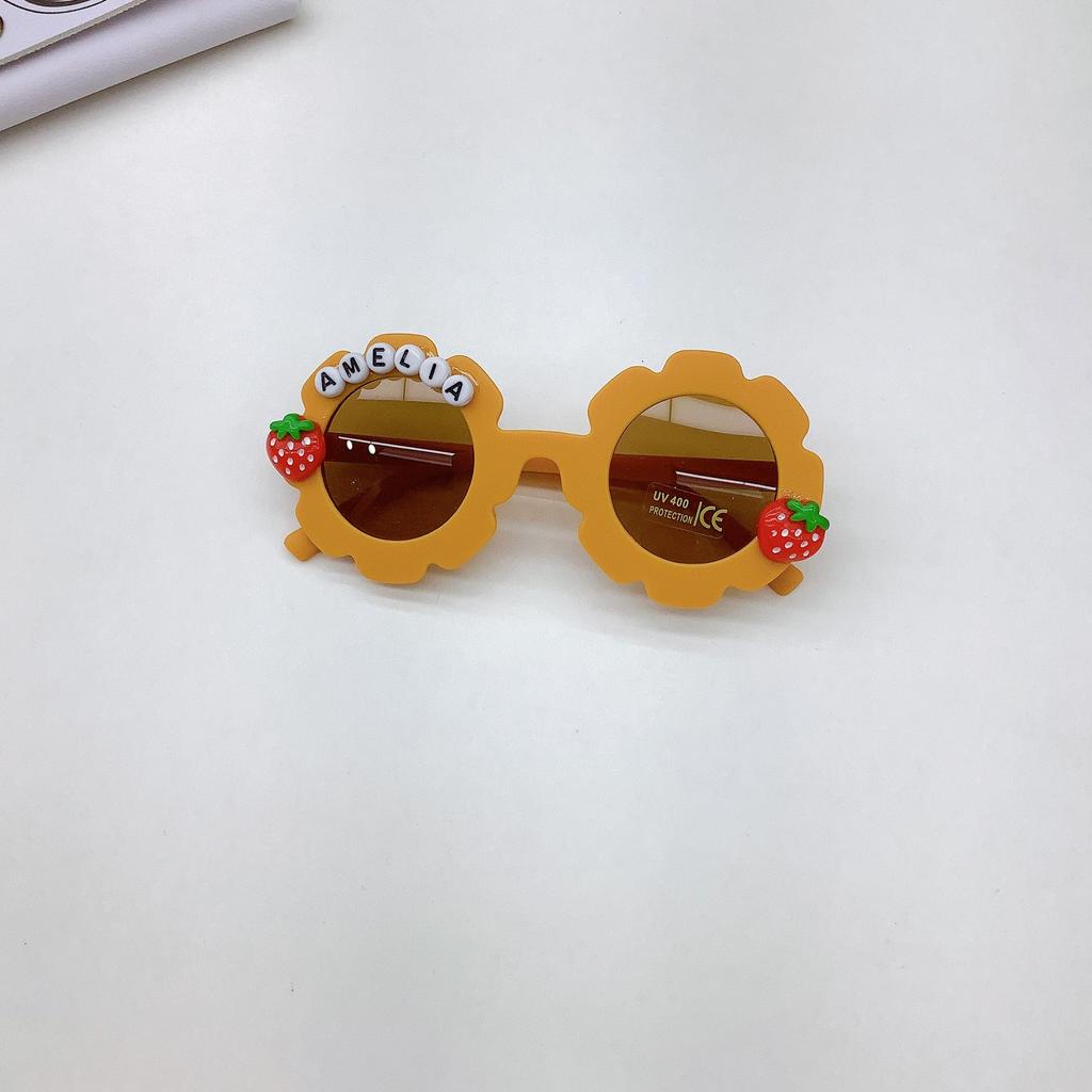Fashion Children'S Sunglasses Cartoon Cute Strawberry Shape Sun Protection Uv Protection Glasses Children'S Glasses Tide