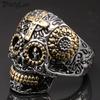 Punk Rock Gold Color Stainless Steel Premium Skull Biker Ring Men Death's Head Men's Rings Big Size 13 14 15 Cross Jewelry Gothic