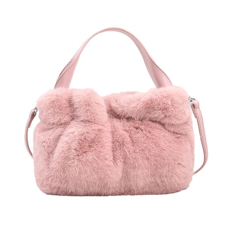 Furry Bag Women's Large-capacity New Fashion Shoulder Bag, Furry High-end Autumn Pleated Cloud Bag