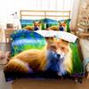 Cartoon Cute Fox 3D Print Bedding Set Polyester Comforterable Duvet Cover King Queen Twin Size Birthday Gift Bedroom Decoration