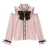 Sweet Lolita Elegant Blouses Women M-4XL Spring Autumn Harajuku Lace Bow Long Sleeve Shirts Girly Kawaii Tops Blusas Camisas