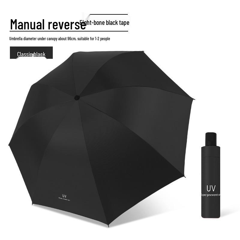 Пользовательский УФ Черный Клей Зонт от Солнца и Дождя – Женский Трехсложный Дизайн с Нанесением Логотипа.