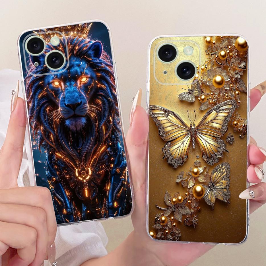 For Apple iPhone 15 Pro Max Case Cute Lion Fashion Painted Cover Soft Slim Phone Case For iPhone 15 Plus iPhone15 Pro Funda Bags