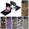 Роскошный чехол для Samsung Galaxy Z Flip 4 3 5G Черные жесткие ПК чехлы для телефона Модная задняя крышка ZFlip Funda Зебра Леопардовый узор Capa