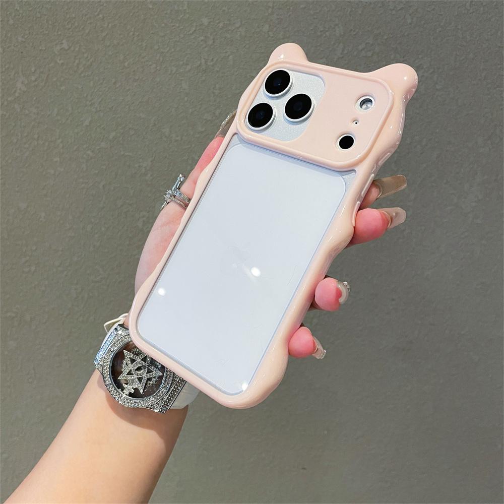 3D Чехол для телефона с ушками кошки, прозрачный, из PC+TPU, для iPhone 17 Pro Max 16 15 14 13, противоударный, прозрачная защитная задняя крышка