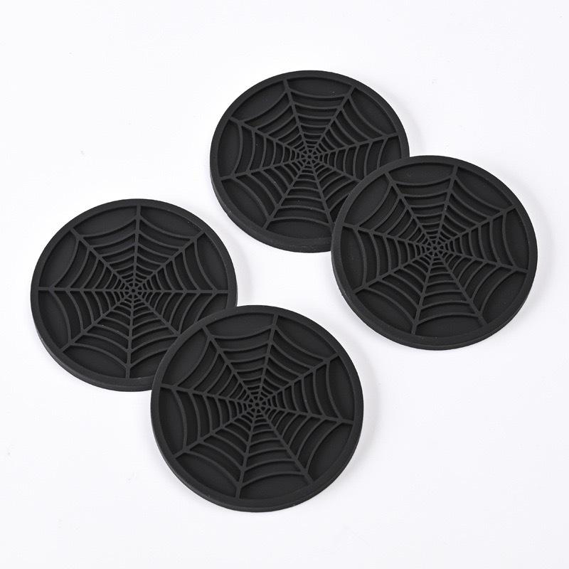 1Pair Creative Spider Web Silicone Car Coaster Anti-slip Cup Holder Mat Non-toxic PVC Auto Interior Accessories Multiple Colors