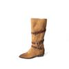 Handmade Boots Retro Inner Heightening Western Cowboy Boots Autumn And Winter Leather Pointed Low Heel Tall Boots