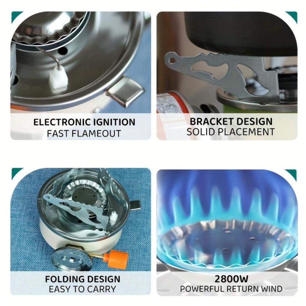 Portable Round Butane Cartridge Stove, Compact Butane Stove for Outdoor Camping and Cooking