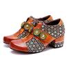 Pumps Women's Genuine Leather Handmade Retro Pattern Splicing High Heels Fashion Women's Shoes