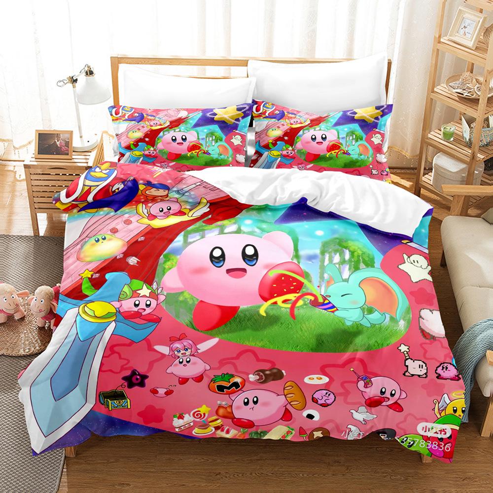 Звезда Кирби 3D Цифровая Печать Пододеяльник Простыня Комплект из Трех Предметов Домашний Текстиль Постельное Белье
