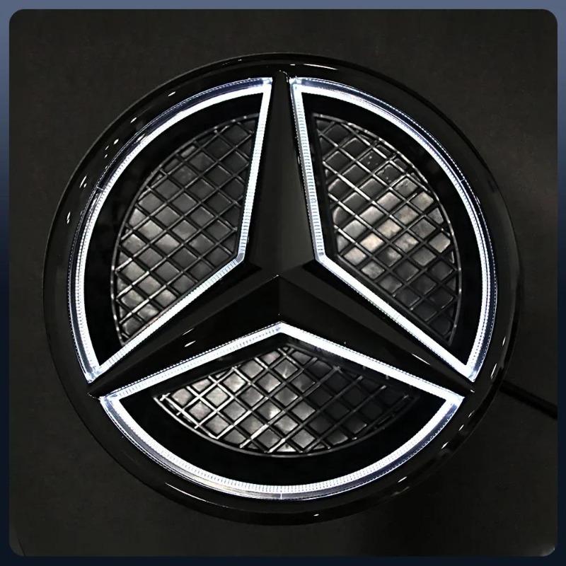 Для Mercedes Benz W176 W246 W205 W212 W207 W217 W251 W166 Серебристо-Черная Эмблема Передняя Решетка Подсвечиваемый Логотип Звезда Значок