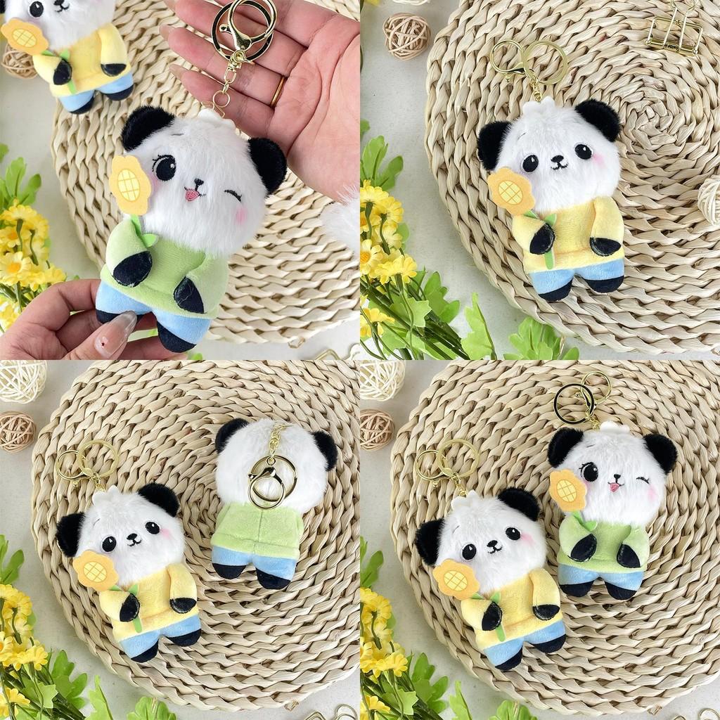 Panda Sunflower Plush Toys Bag Hanging Accessories Keychain Pendant Souvenir