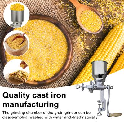 Ручная кофемолка, мощная ручная мельница для зерна пшеницы, кукурузы, перца, 3 регулируемых размера помола, съемная камера, нержавеющая сталь