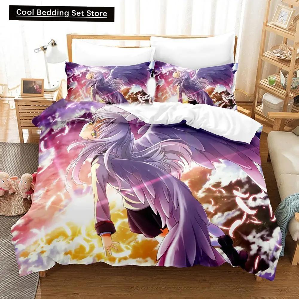 3D Принт Аниме Angel Beats Постельный Комплект Пододеяльник Комплект для Кровати Покрывало Наволочка Одеяло Кинг Размер Королева Размер Мальчики Взрослые Постельное Белье
