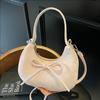 Solid Color Bow Handbag Women's New Casual Fashion Versatile Shoulder Bag
