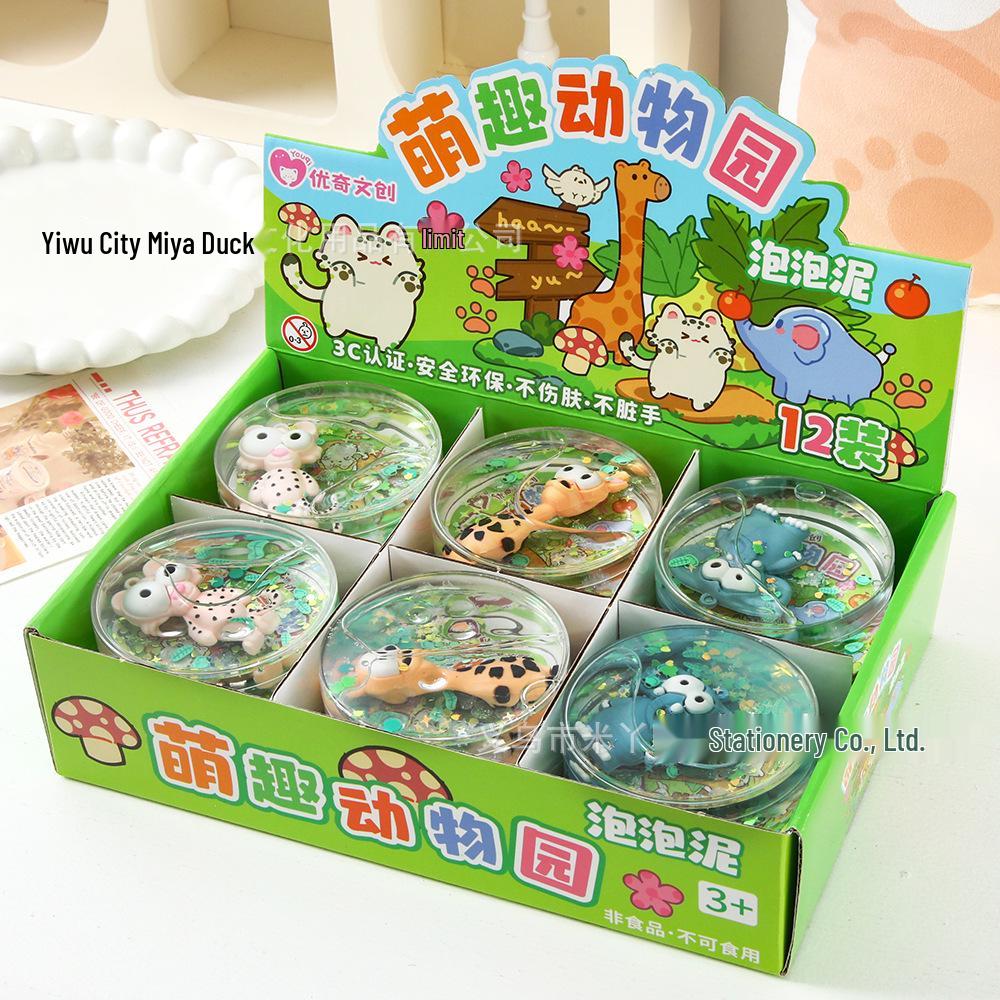 Мультяшная Животная Игрушка-Слайм с Пузырьками - Растягивающаяся, Нелипкая для Снятия Стресса с Фигурками