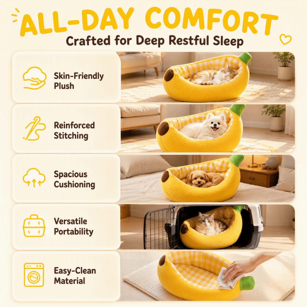 Banana Shape Cat Kennel Plush Soft Dog Bed New Pet Bed Pet Supplies