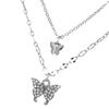 Vintage Layered Crystal Butterfly Necklace Stylish Minimalist Design Pendant Necklaces Gift for Women Teen Girls Girlfriend