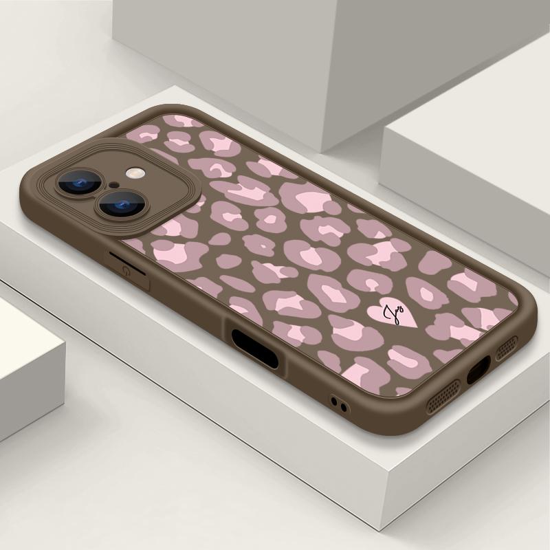 Розовый леопардовый узор с противоударным рисунком для iPhone 16 15 14 Plus 13 12 11 Pro Max Xs Xr 8 7 матовый мягкий чехол из ТПУ для защиты линз от падений