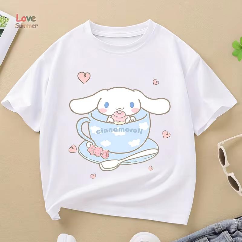 Beautiful Casual Summer Sanrio Lady Loose Tshirt Street Fashion Cute and Simple Pure Cotton Material Trendy and Versatile