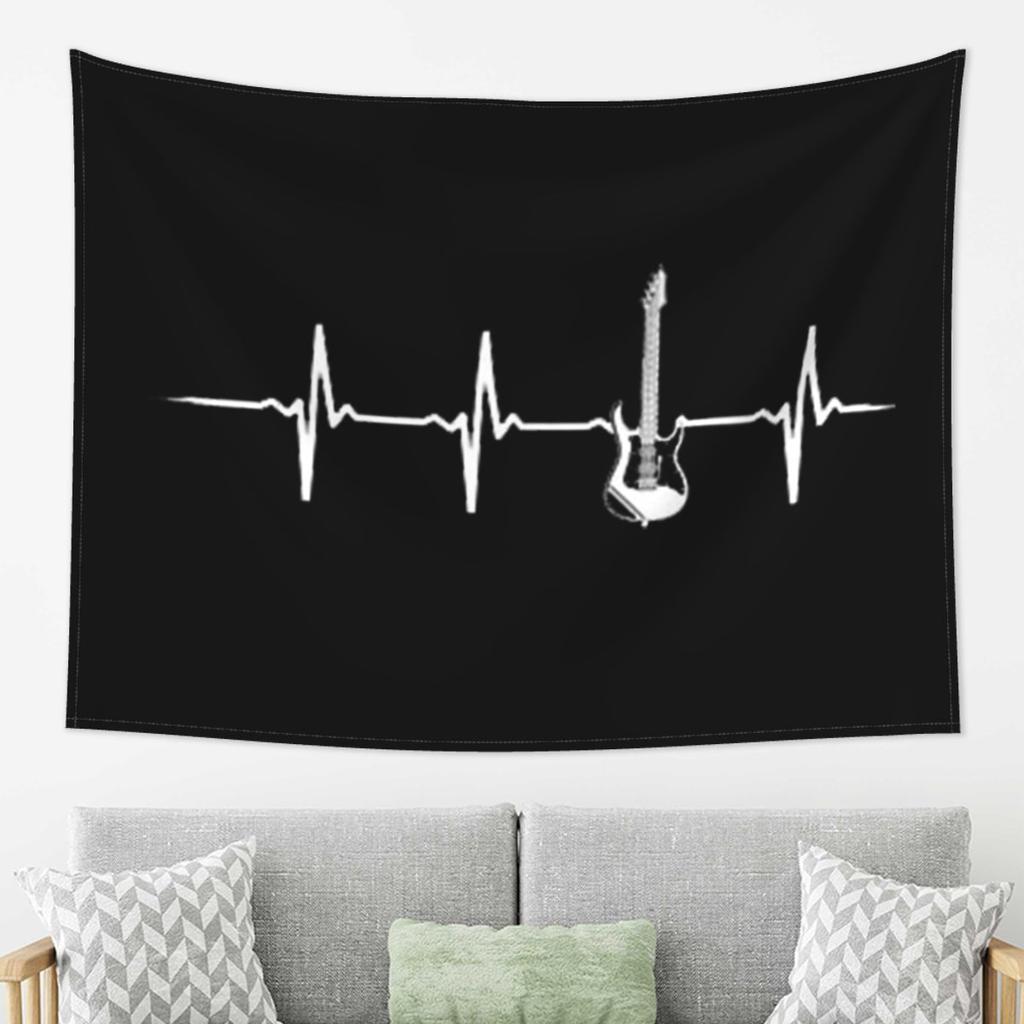 Electric Guitar Heartbeat Tapestry Wall Hanging Aesthetic Home Decoration Tapestries for Dorm Room