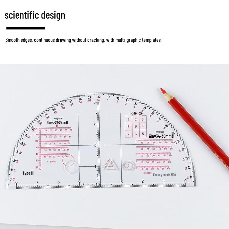Artillery Coordinate Plotting Semicircle Ruler