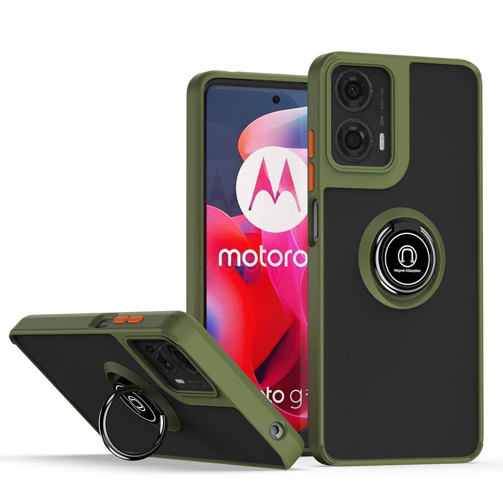 Для Motorola Moto G04 G24 Чехол с кольцом Магнитный держатель Стенд Coque Funda Ударопрочный Матовый ПК Броня Чехол для телефона