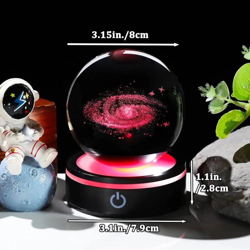 3D Хрустальный шар Галактики со светодиодной подставкой Стеклянная сфера планеты Модель Галактики Фигурка Ночник Астрономическое украшение Подарки