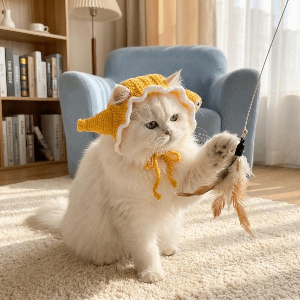 Breathable Cat Knitted Hat Warm Winter Dog Cap Funny Pet Cosplay Headwear Cosplay