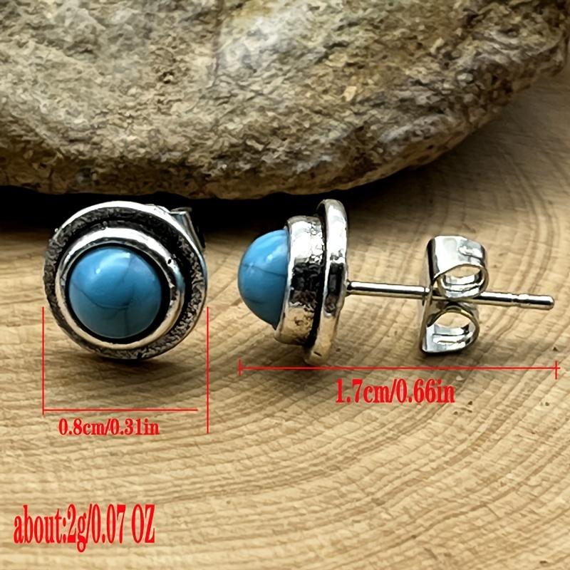 Круглые серьги-гвоздики с бирюзой, винтажный дизайн, нежные ювелирные изделия, подарок на свадьбу, помолвку для женщин и девочек, 1 пара