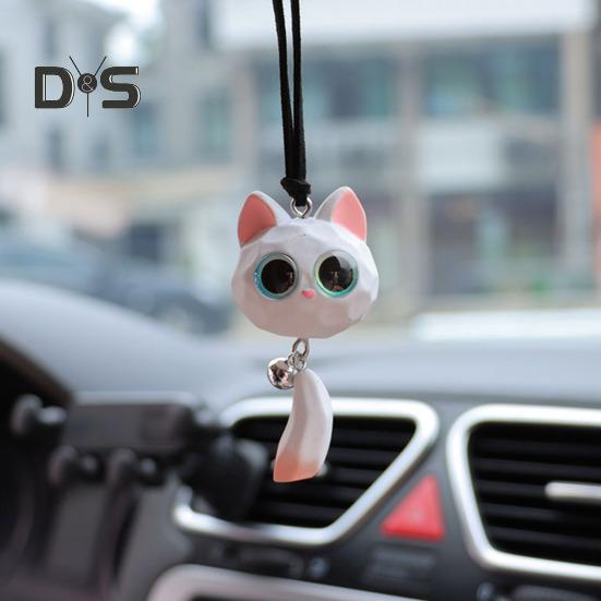 Подвесное украшение для автомобиля в виде кошки, симпатичная лиса, украшение для зеркала заднего вида автомобиля, декоративные аксессуары для салона автомобиля