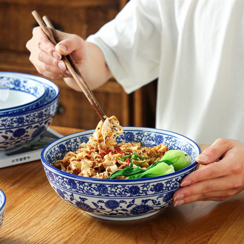 8 Inch Blue-White Chinese Style Ceramic Bowls Instant Porcelain Bowl Pasta Ramen Soup Bowls Kitchenware | Bowls