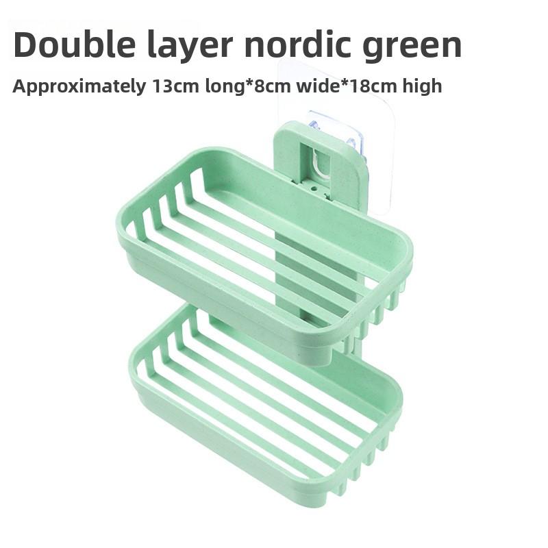 Мыльница без пробивки, Настенная мыльница для слива в ванной, Стеллаж для хранения в ванной, Присоска, Двухъярусная мыльница