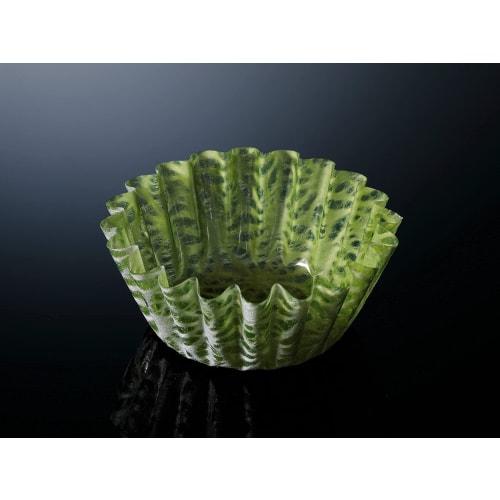 Washi Paper Dishware: Side Dish Cups, Jubako Box Dividers, and Omote-Washi Cases, Colorful Hemp Leaf Design (M, Green, Hemp Leaf Japanese Pattern)