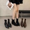 Остроносые черные ботильоны на толстом каблуке узкие ботинки rad beauty boots элегантная зимняя мода