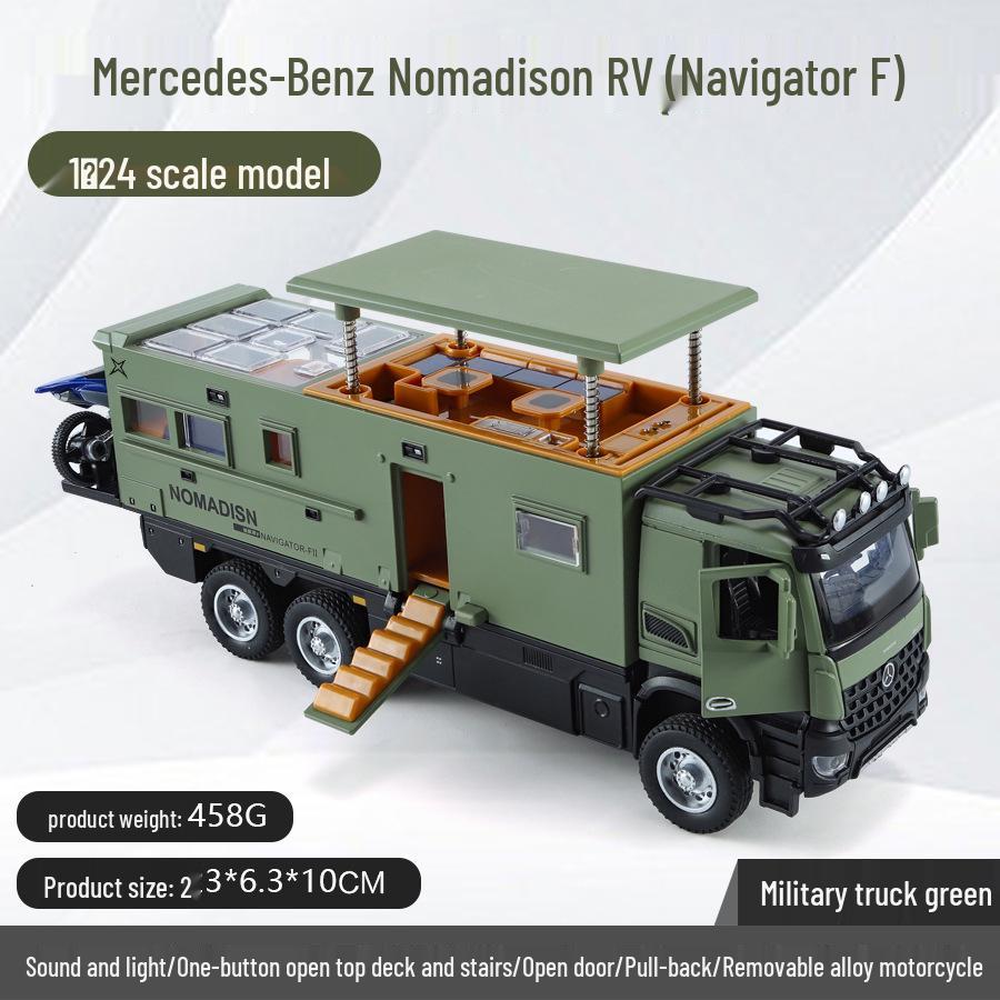 1:24 Модель автомобиля из сплава Nomad RV со звуком и светом, Игрушка с инерционным механизмом для детей