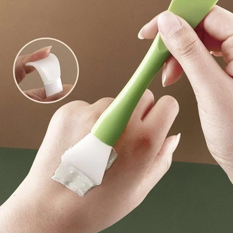 1/2/3Pcs Silicone Facial Mask Brush Soft Head with Scraper Integrated Dual use Mud Film Brush DIY Film Adjusting Tool Beauty