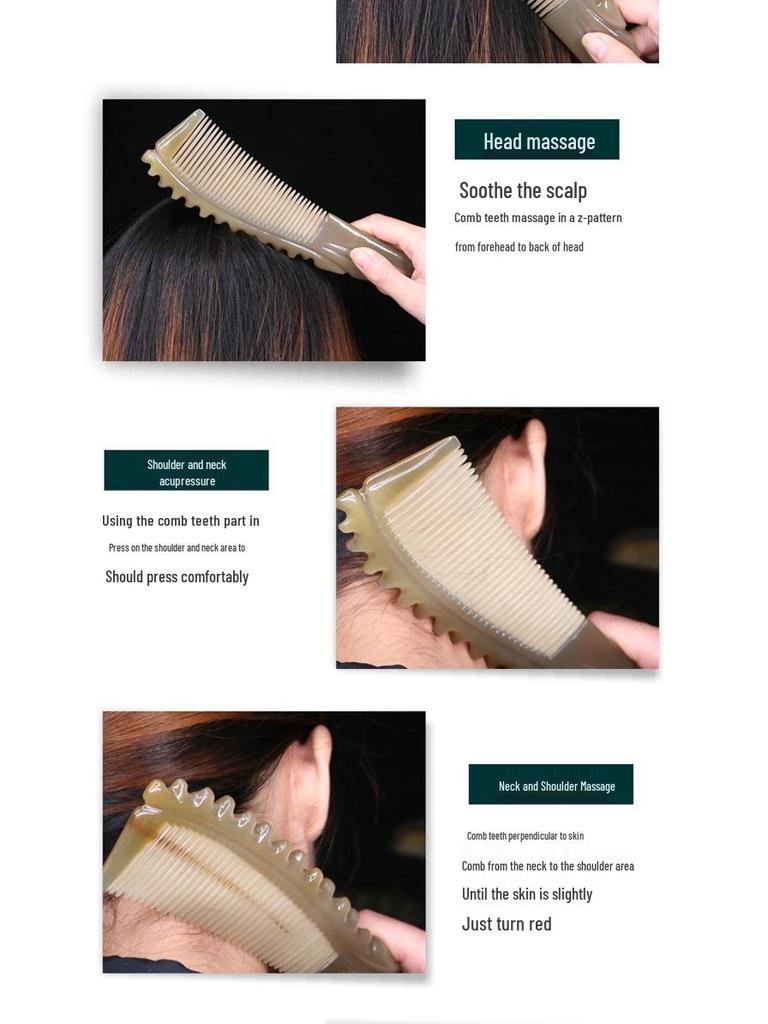 Утолщенная Премиальная Резная Белая Буйволиная Роговая Расческа - Доступны Различные Стилі