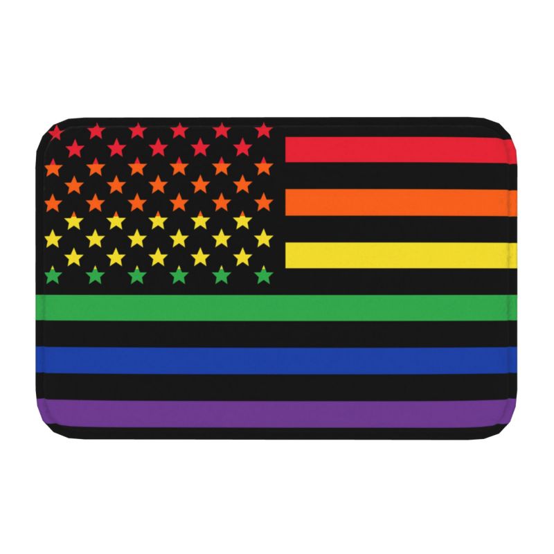Gay Pride Flag Drip Doormat Anti-Slip Bathroom Kitchen Mat Living Room Floor Door Entrance Carpet Rug