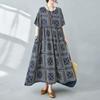 Short Sleeve Plus Size Cotton Vintage Floral New In Dresses for Women Casual Loose Long Summer